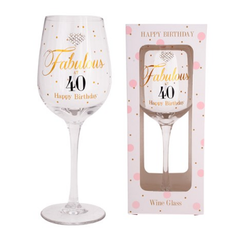 MAD DOTS FABULOUS AT 40 WINE GLASS