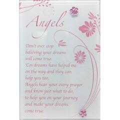 GLASS PLAQUE WITH MOTIF - ANGELS 175 X 125MM