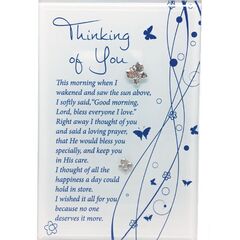 GLASS PLAQUE WITH MOTIF - THINKING OF YOU