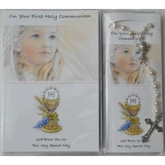 FIRST COMMUNION GIRL KEEPSAKE AND ROSARY