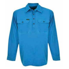 Hard Slog Men's Half Placket Light Cotton Shirt (BRIGHT BLUE, XS)