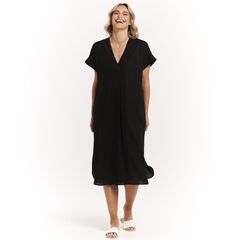 ROMA LINEN DRESS - BLACK (S)