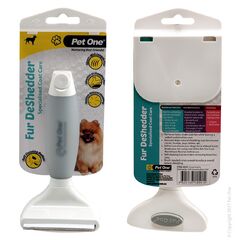 Pet One Grooming Fur DeShedder Self Cleaning Brush Md Premium Handle