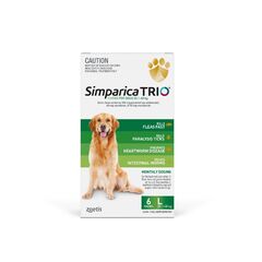 Simparica Trio Green Flea, Tick & Worm Chews Dogs Large 20.1-40kg 6 pack