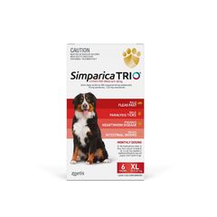 Simparica Trio Red Flea, Tick & Worm Chews Dogs Extra Large 40.1-60kg 6 pack