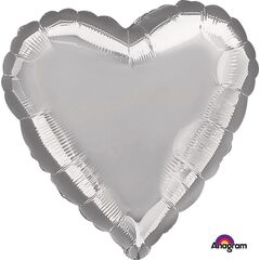 Silver Heart Foil Balloon Helium