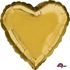 Gold Heart Foil Balloon Helium
