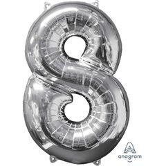 Number 8 Silver Balloon Helium