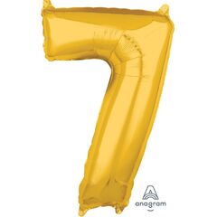 Number 7 Gold Balloon Helium