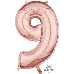 Number 9 Rose Gold Balloon Helium