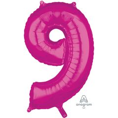 Number 9 Pink Balloon Helium