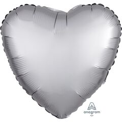 Platinum Heart Foil Balloon Helium