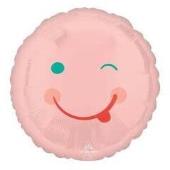 Smiley Face Foil Pink Balloon Helium