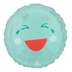 Laughing Face Foil Blue Balloon Helium