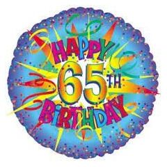 Happy 65th Birthday Colourful Foil Balloon Helium