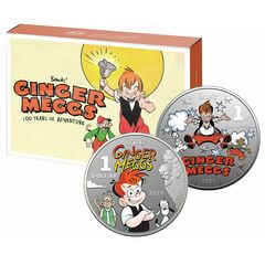 Centenary of Ginger Meggs-Two Coin Set 2021 $1 Coloured 1/2oz Silver Frosted Uncirculated