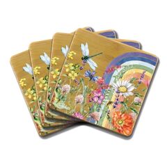 Lisa Pollock Coaster Set - Wildflower Rainbow
