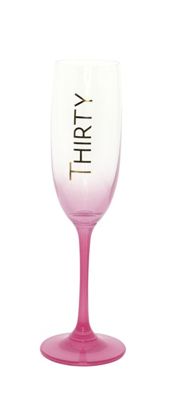 30th Pink Champagne Flute