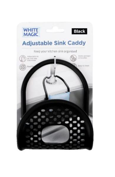 White Magic Adjustable Sink Caddy - Black