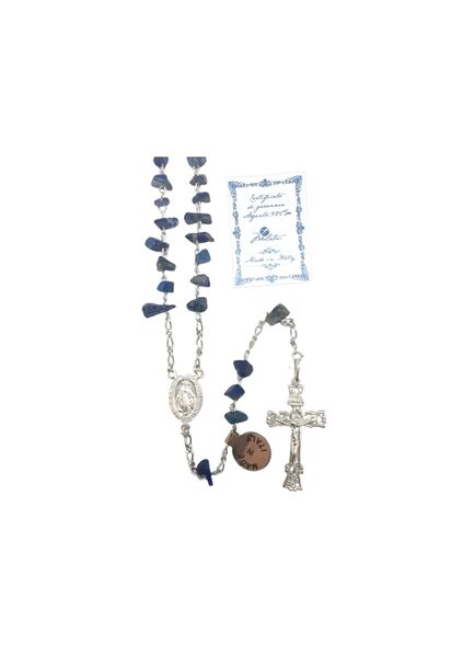 ROSARY BEADS LAPIS W/STERLING SILVER CRUCIFIX