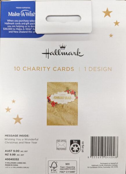 HALLMARK CHARITY CHRISTMAS CARDS - GOLD