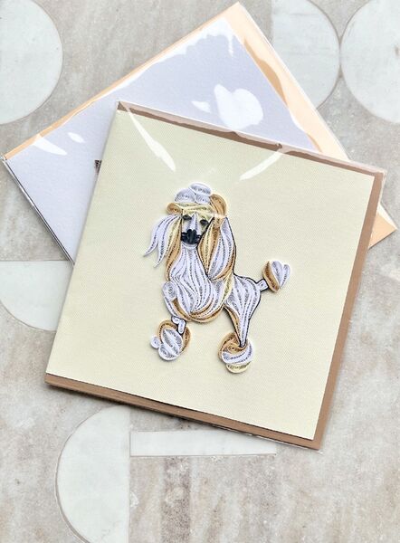 Poodle Paper Quilled Greeting Card