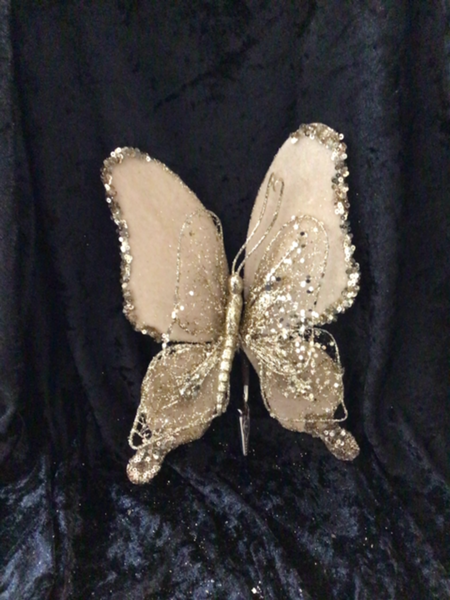 BUTTERFLY CLIP ON CHAMPAGNE DOUBLE WING