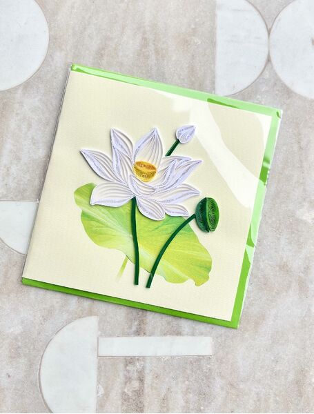 Water Lily Paper Quilled Greeting Card