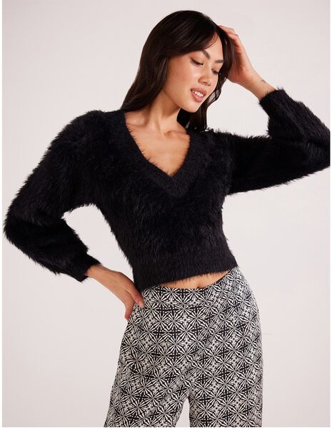 MInkPink Maisie Fluffy Knit Sweater (Black, S)