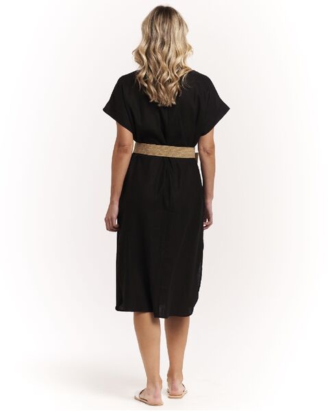 ROMA LINEN DRESS - BLACK (S)