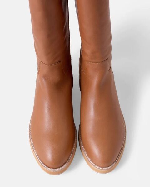 Walnut Camile Leather Boot (Caramel, 37)