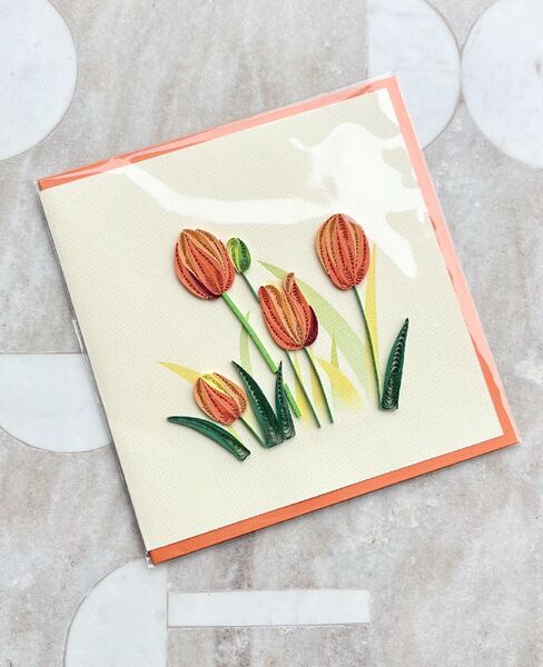 Tulips Paper Quilled Greeting Card