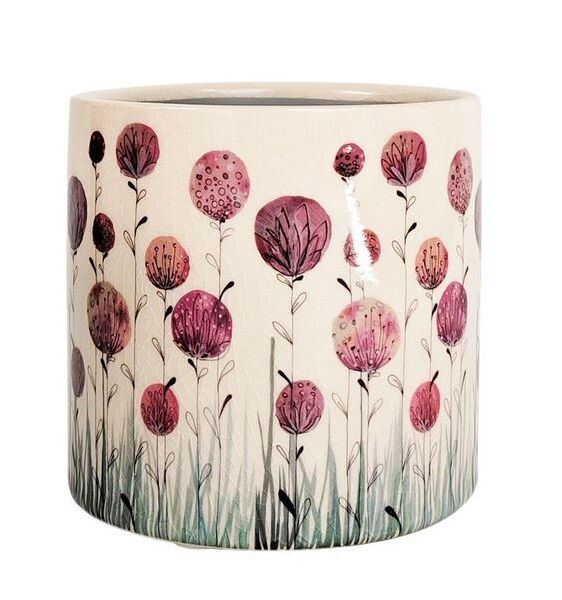 Pot Flower Pink & Natural 14cm