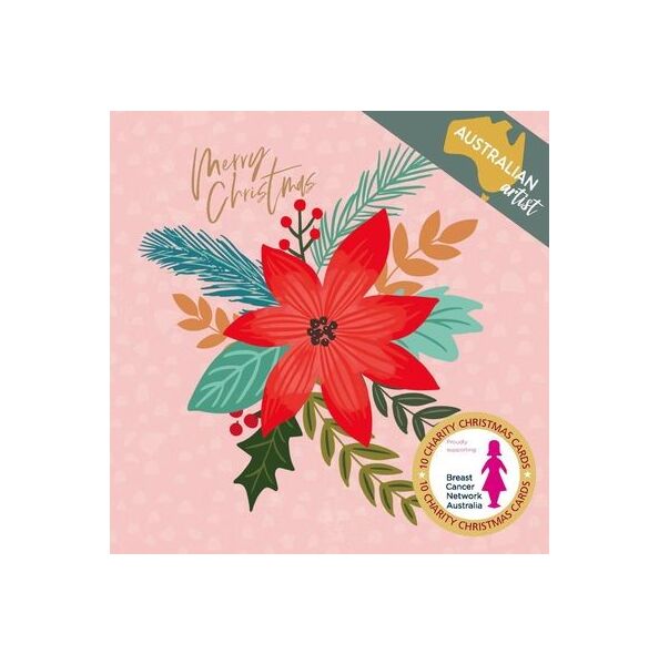 Vevoke Merry Christmas Breast Cancer Charity Christmas Cards Boxed
