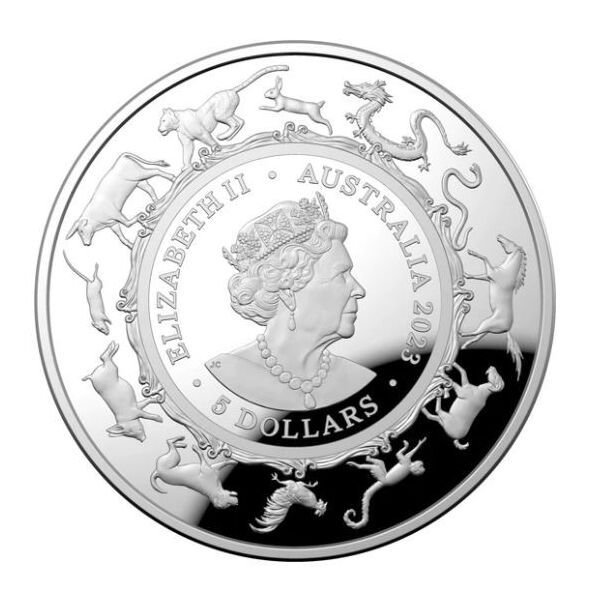 Lunar Year of the Rabbit - $5 Domed Fine Silver Proof Coin 2023