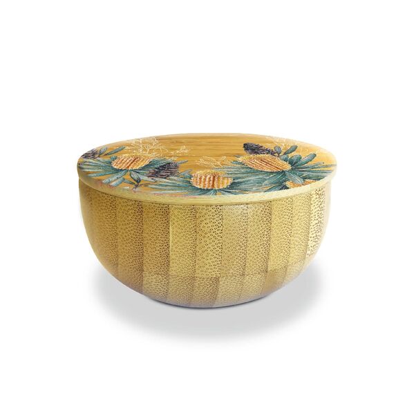 LP BAMBOO BOWL WITH LID SMALL 8CM GOLDEN BANKSIA