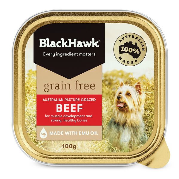 BLACKHAWK DOG GRAIN FREE BEEF SACHET 100G.