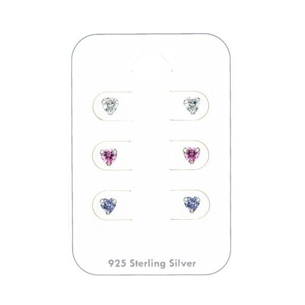 Earrings Ss Cz Coloured Claw Set