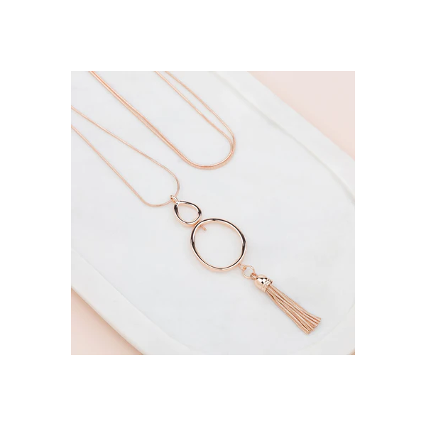 Rose Gold Tassel Ring Necklace