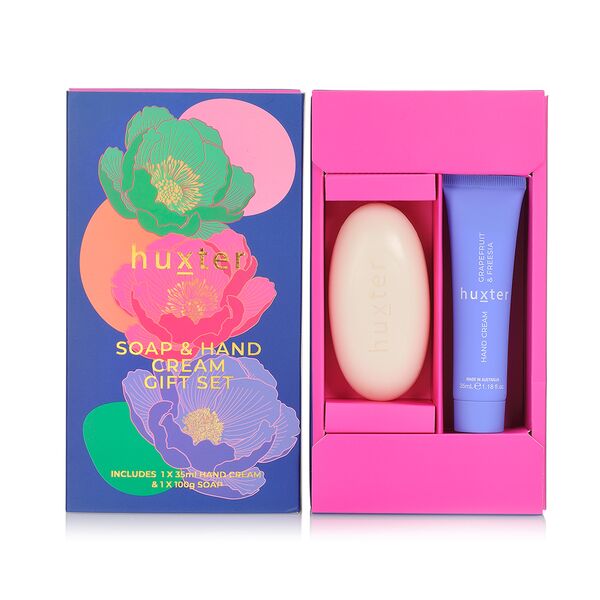 Huxter Soap & 35ml Hand Cream Gift Box - Grapefruit & Fressia
