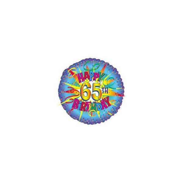 Happy 65th Birthday Colourful Foil Balloon Helium