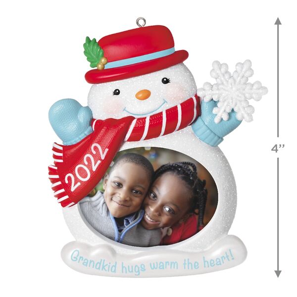 Grandkid Hugs Snowman 2022 Photo Frame Hallmark Keepsake Ornament