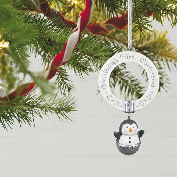 Grandbaby's First Christmas Penguin Bell 2022 Porcelain Hallmark Keepsake Ornament