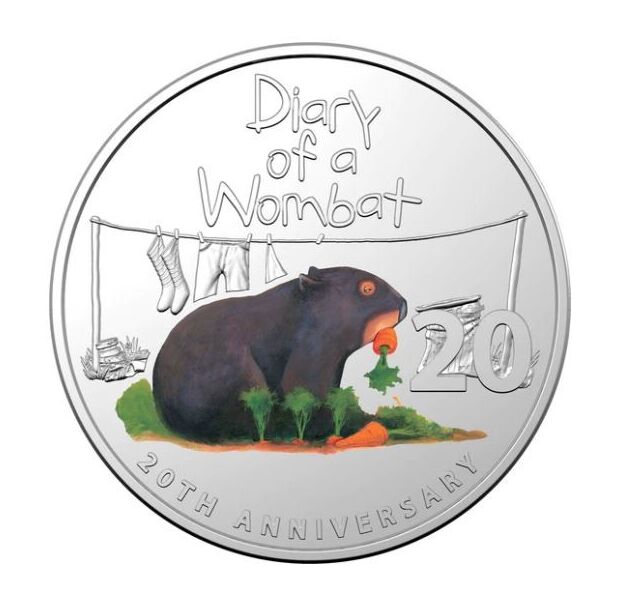 20th Anniversary Diary of a Wombat 2022 - Special Edition Book 20c Coloured Uncirculated Coin