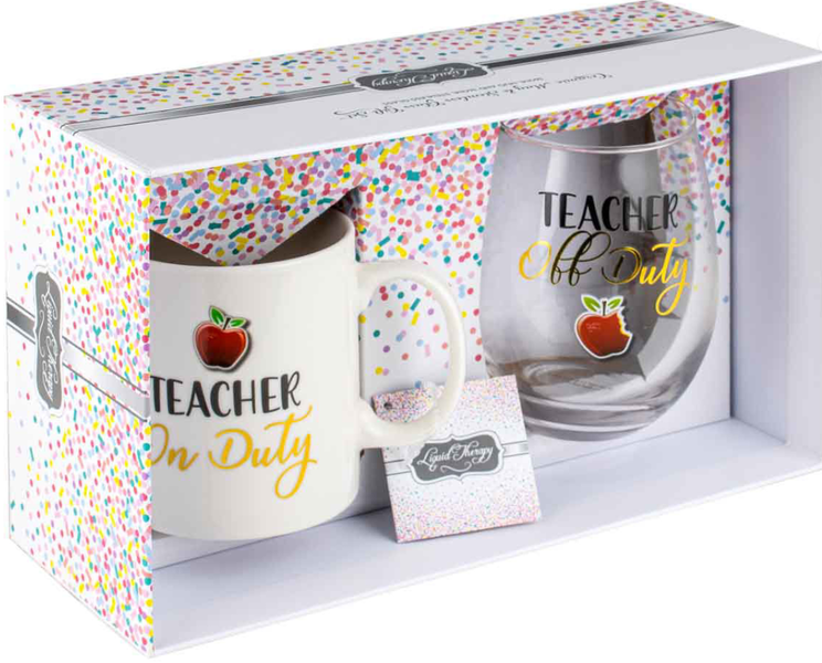 Teacher On/Off Duty Mug & Glass Gift Set