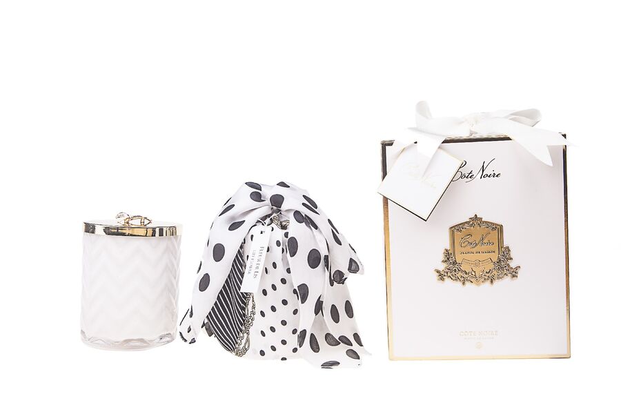 CN CANDLE & SCARF WHITE LILY